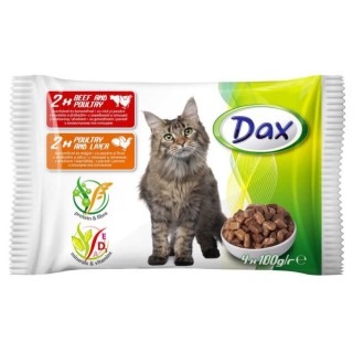 Dax 4x100g kapsa (2x beff and poultry,  2x poultry and liver) cat AKCE